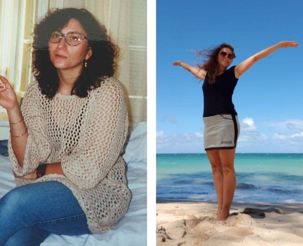 Vorher-Nachher-Bild von Graziella, die mit der NewLifeStyle-App ihre Energie und Lebensfreude zurückgewonnen hat